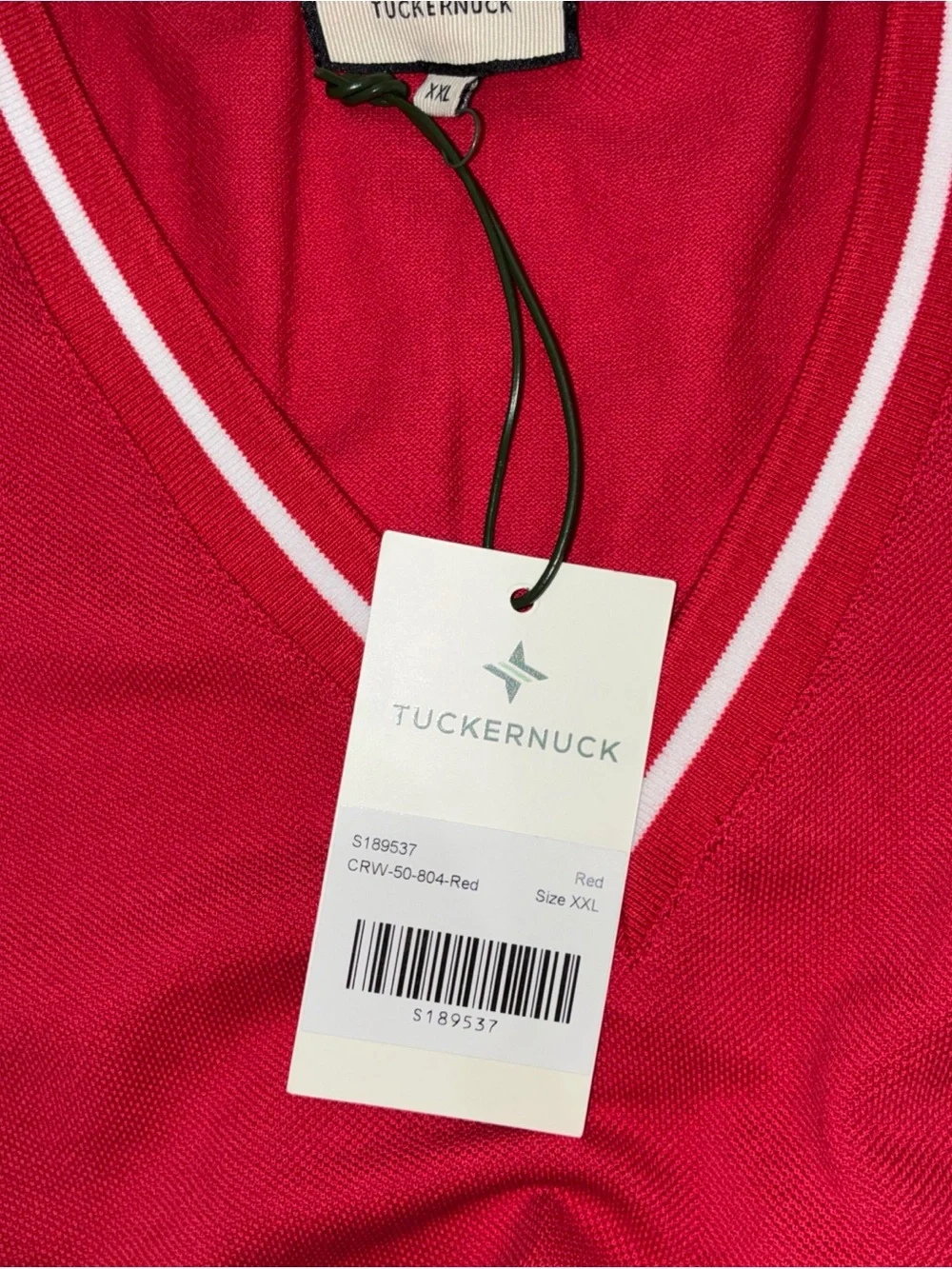 Tuckernuck Red Sleeveless V-Neck Midi Dress Red with White Trim XXL